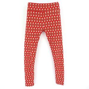 LuLaRoe Leggings Womens OS Red Colorful Geometric‎ Pattern Mid Rise Stretch Soft